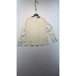 Antonio Melani Women’s Cream Silk Sheer Long Sleeved Medium Blouse